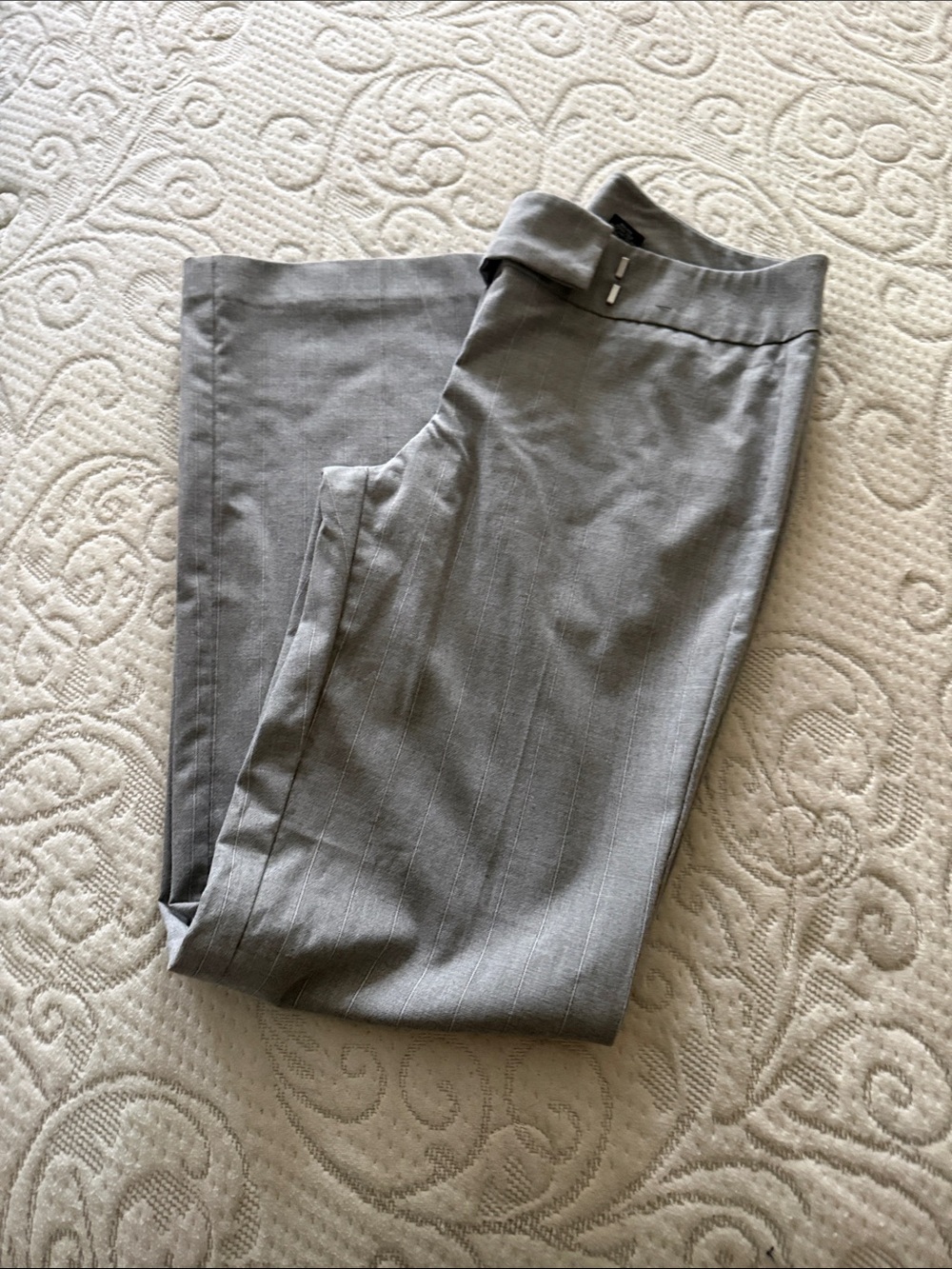 New York & Company Light Gray Pinstripe Trousers